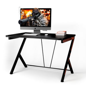 Scrivania gaming ergonomica da 116cm, Scrivania multiuso per PC con struttura in metallo Nero-Scrivanie