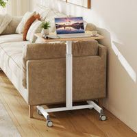 Scrivania mobile regolabile in altezza con pistone a gas e ruote lisce, Postazione di lavoro per computer Naturale-Tavolini per laptop