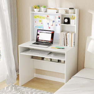 Scrivania per computer con lavagna magnetica, Scrivania moderna con ripiano e vassoio per tastiera Bianco-Scrivanie