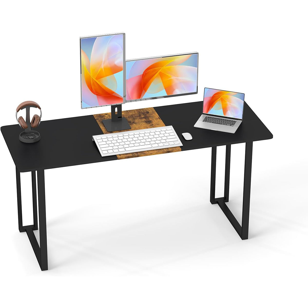 Scrivania per computer e ufficio, Grande scrivania 60 x 160 cm con struttura in metallo industriale e versatile per studio-Scrivanie