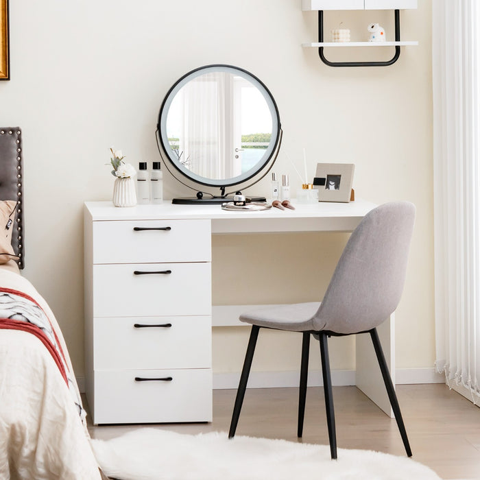 Scrivania per computer con 4 cassetti, Postazione di lavoro moderna per camera da letto ufficio Bianco-Scrivanie