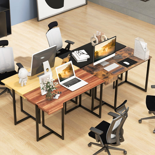 Scrivania per computer 120cm con cassetto, Scrivania per ufficio con struttura in metallo piedini regolabili Naturale-Scrivanie