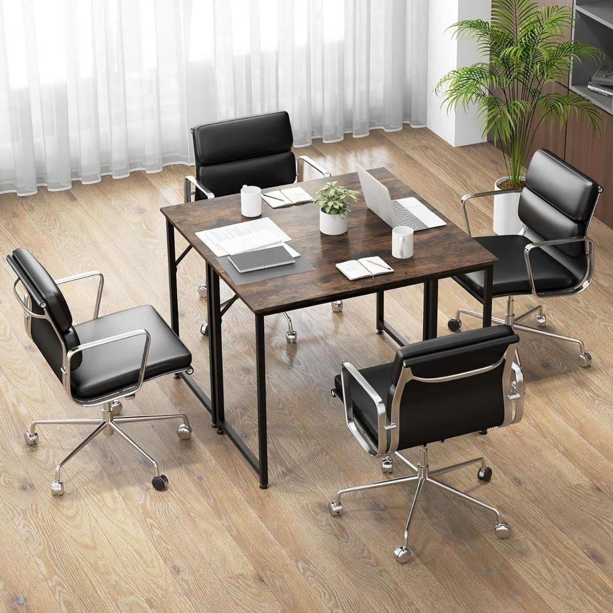 Scrivania per PC portatile con piedini regolabili, Scrivania in metallo per ufficio conferenze 100x50x77cm Caff¨¨-Scrivanie