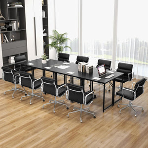 Scrivania per PC portatile con piedini regolabili, Scrivania in metallo per ufficio conferenze 100x50x77cm Nero-Scrivanie