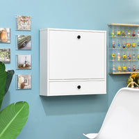 Scrivania pieghevole a muro con piano ribaltabile e cassetto, Scrivania a ribalta da parete multiuso Bianco-Scrivanie