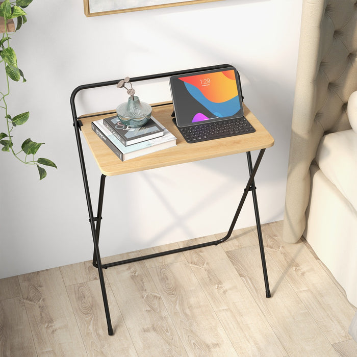 Scrivania pieghevole per computer da 60cm, Scrivania compatta con supporto per tablet per spazi ridotti Naturale-Scrivanie