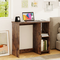 Scrivania salvaspazio da casa e ufficio 80x40x74cm per ambienti piccoli-Scrivania per computer con 2 ripiani Marrone