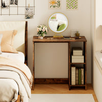 Scrivania salvaspazio da casa e ufficio 80x40x74cm per ambienti piccoli-Scrivania per computer con 2 ripiani Marrone