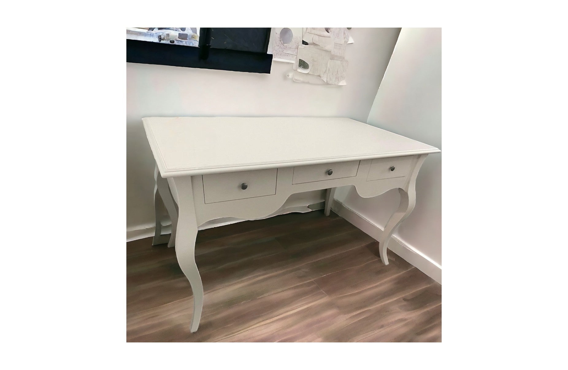 Scrivania legno 3 cassetti laccato bianco opaco l.130 x p.75 h.80 - Mobili 2G