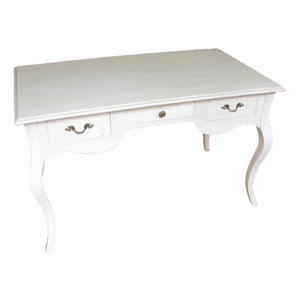 Scrivania legno 3 cassetti laccato bianco opaco l.130 x p.75 h.80 - Mobili 2G