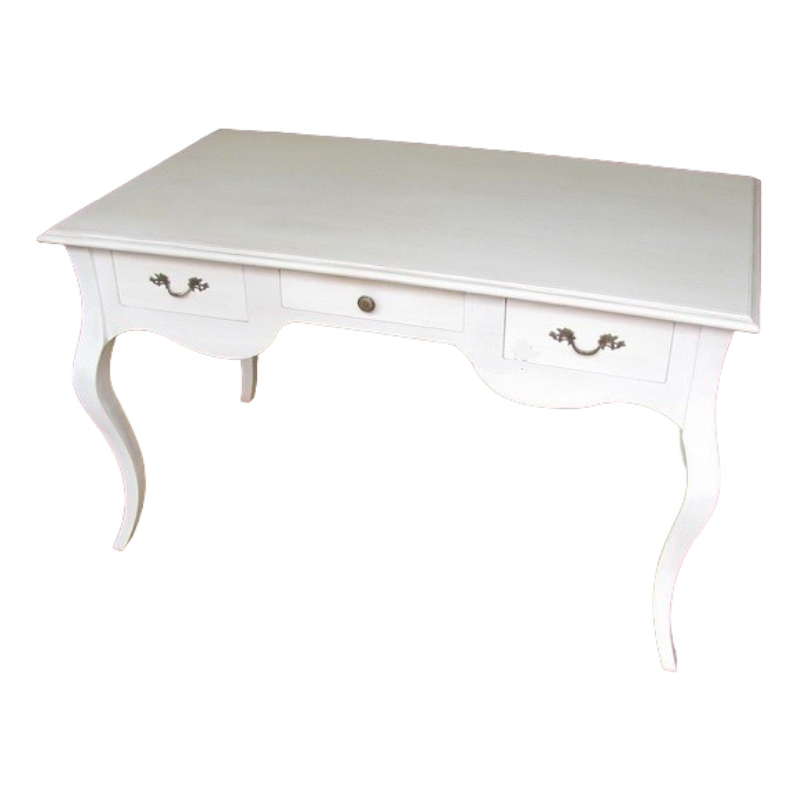 Scrivania legno 3 cassetti laccato bianco opaco l.130 x p.75 h.80 - Mobili 2G