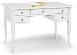 Scrivania arte povera 5 cassetti legno bianco 130x65x81