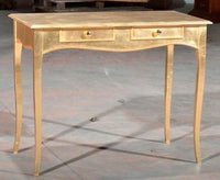 Consolle in legno 2 cassetti finitura foglia oro  l.101 p.54 h.80