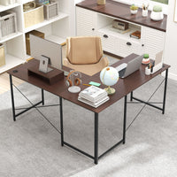 Scrivania ad angolo a forma di L reversibile per gioco e studio, Scrivania da 150cm per host rimovibile Marrone scuro-Scrivanie