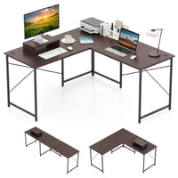 Scrivania ad angolo a forma di L reversibile per gioco e studio, Scrivania da 150cm per host rimovibile Marrone scuro-Scrivanie