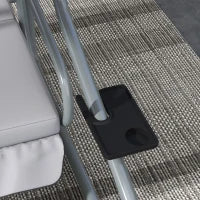 Dondolo Letto da Giardino con Tettuccio Regolabile e Vassoi, in Acciaio e Poliestere, 200x120x164 cm, Grigio