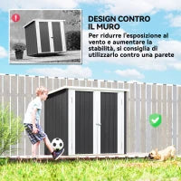 Casetta da Giardino in Lamiera di Acciaio con Doppia Porta, 147x86x134cm, Nero e Bianco