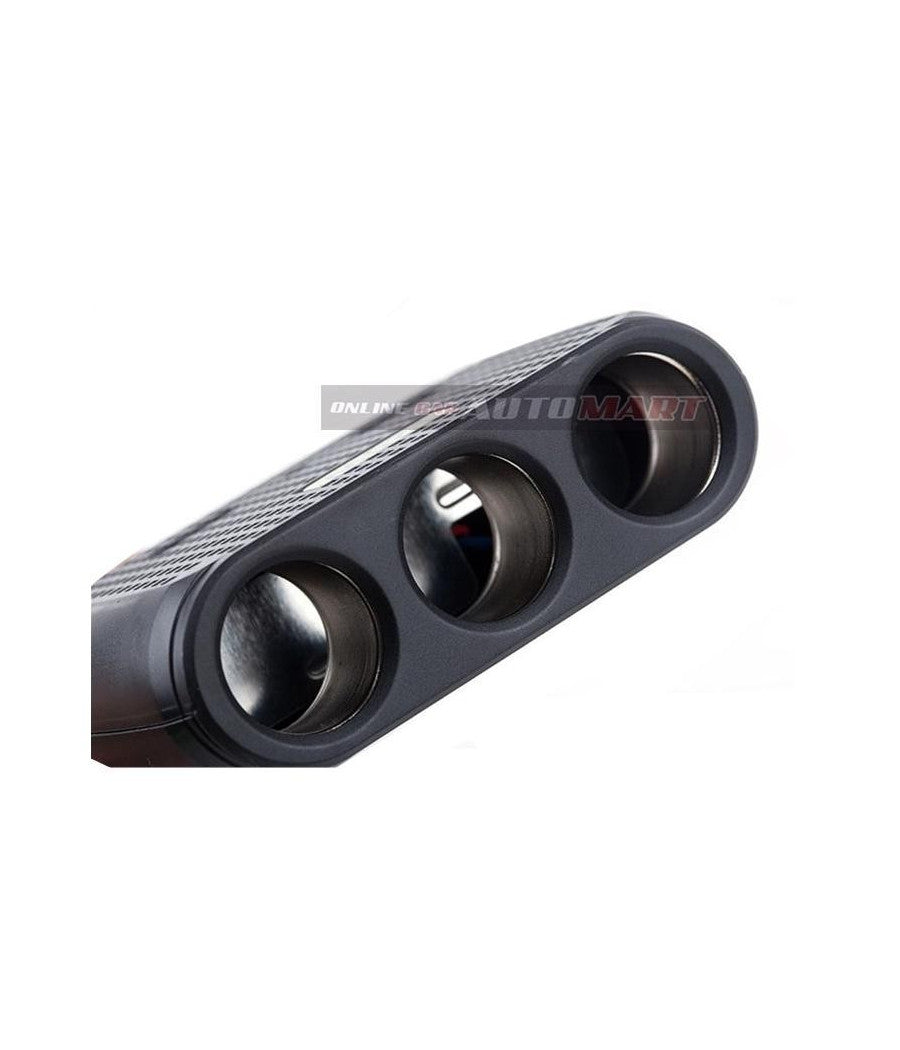 Sdoppiatore Adattatore 3 Accendisigari Triplo + 2 Usb 120w Auto Camper Barca Multicaricatore         