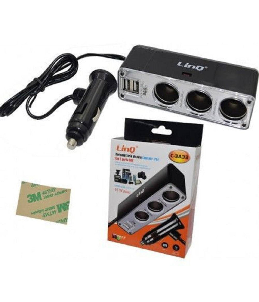 Sdoppiatore Adattatore 3in1 Presa Accendisigari Per Auto + 2 Porte Usb 15w C-3a33         