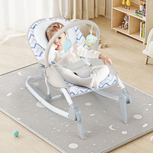 Sdraietta per bambini 2-in-1 con schienale regolabile a 3 livelli e seduta in tessuto removibile, Sdraietta portatile Grigio-Sdraiette e dondoli