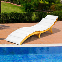 Sdraio ergonomica in legno con cuscino e poggiatesta reclinabile, Lettino da giardino 190 x 55 x 52 cm-Poltrone e sdraio