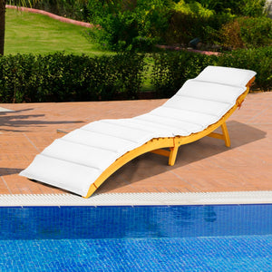 Sdraio ergonomica in legno con cuscino e poggiatesta reclinabile, Lettino da giardino 190 x 55 x 52 cm-Poltrone e sdraio