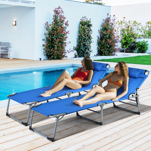 Sdraio regolabile da spiaggia con cuscini abbinati, Lettino pieghevole per il patio campeggio Blu-Letti e sacchi a pelo