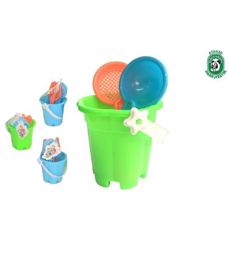 Secchiello 14 Cm 3pz Con Accessori Palette Giochi Per Mare Estate Bambini 072402         