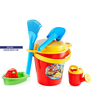 Secchiello Con Accessori Paletta Innaffiatoio Barca Giochi Mare Bambini 752008         