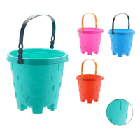 Trade Shop - Secchiello Da Spiaggia Secchio Con Motivo Castello In Plastica Colorata 18x18cm 618579 -