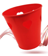 Secchiello Decorativo Rosso In Latta 14 Cm Cuori Idea Regalo San Valentino 92294         