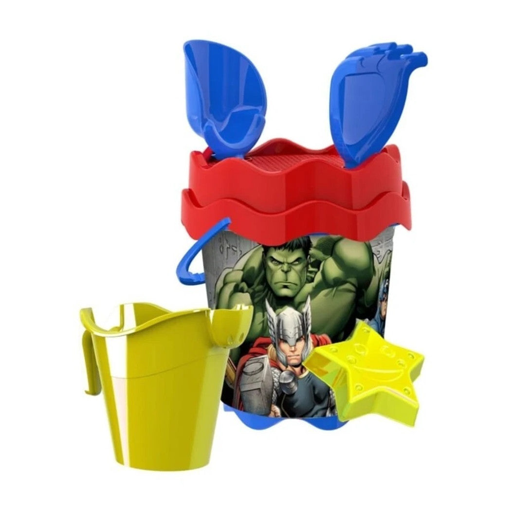 Trade Shop - Secchiello Mare Avenger Con Accessori Spiaggia Estate Bambini Hulk Iron Man 17cm 256429 -