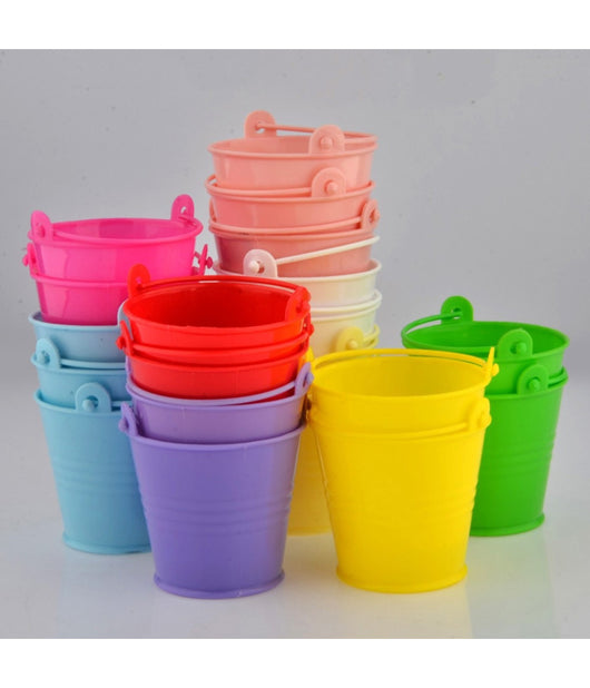 Secchiello Maxi In Latta Decoupage Porta Piante 10,5 Cm Bomboniera Contenitore         