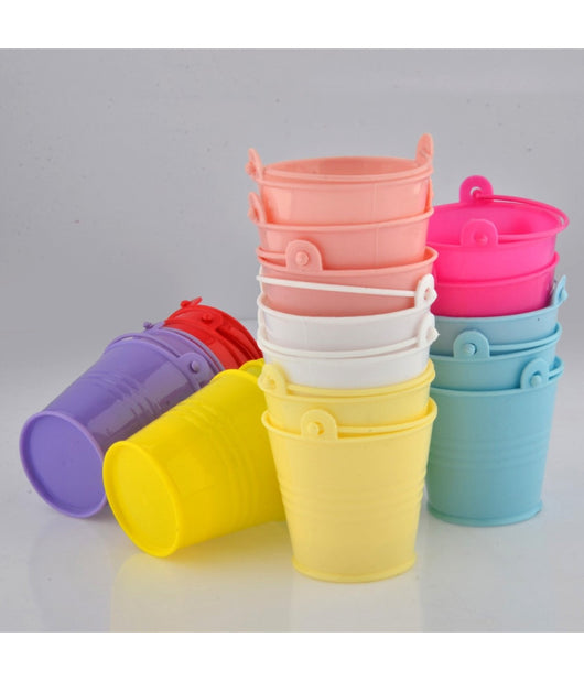 Secchiello Maxi In Latta Decoupage Porta Piante 10,5 Cm Bomboniera Contenitore         