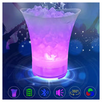 Trade Shop - Secchiello Per Ghiaccio A Led Altoparlante Bluetooth Wireless Portatile Spiaggia Feste         