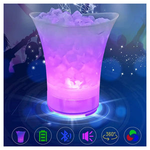 Trade Shop - Secchiello Per Ghiaccio A Led Altoparlante Bluetooth Wireless Portatile Spiaggia Feste         