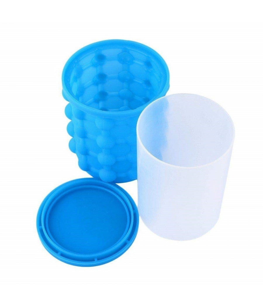 Secchiello Per Ghiaccio Silicone 2in1 Forma Ghiaccio Cubetti Salvaspazio Porta Bibita         