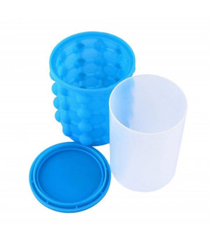 Secchiello Per Ghiaccio Silicone 2in1 Forma Ghiaccio Cubetti Salvaspazio Porta Bibita         