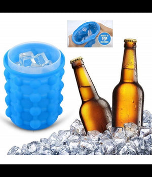 Secchiello Per Ghiaccio Silicone 2in1 Forma Ghiaccio Cubetti Salvaspazio Porta Bibita         