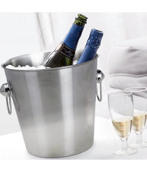 Secchiello Porta Ghiaccio Champagne Vino Da Tavola In Acciaio Inox Con Manici         