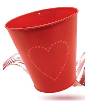 Secchiello Rosso Decorativo Latta 14cm Con Cuore Idea Regalo San Valentino 92300         