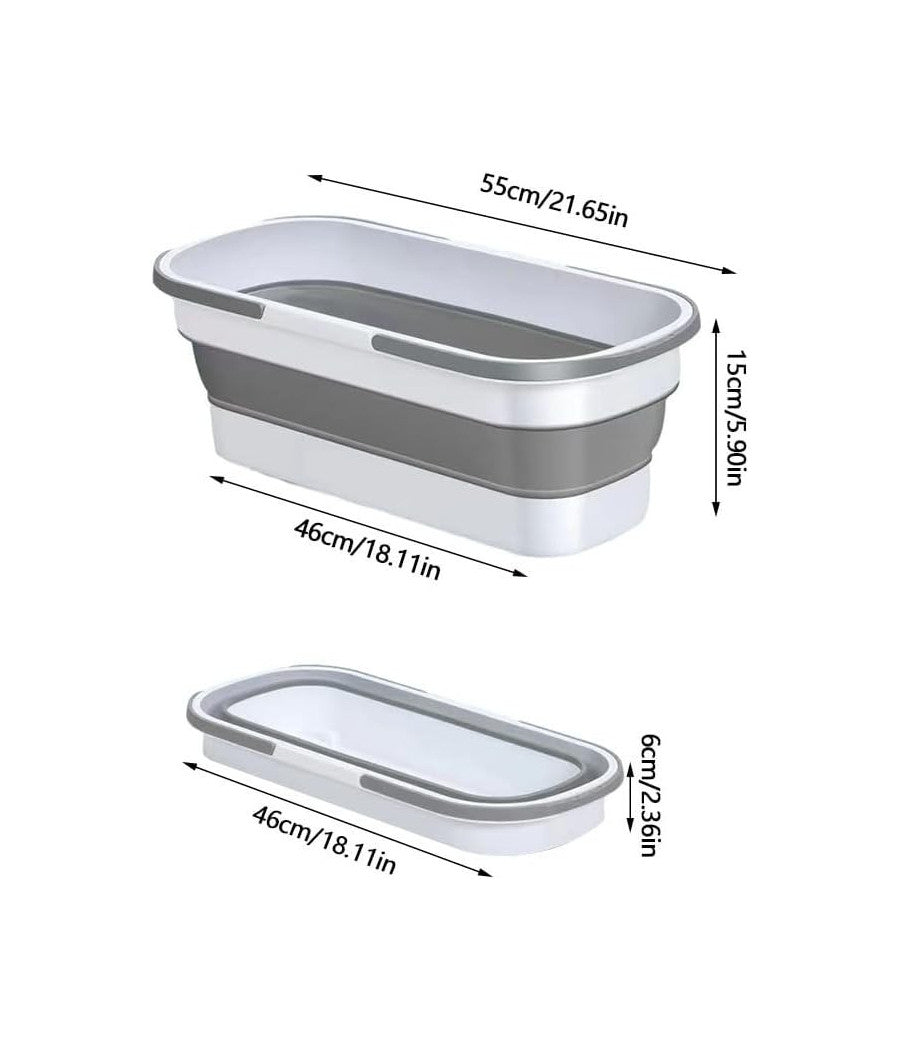 Secchio Bacinella Pieghevole Richiudibile Salvaspazio Cestino Rettangolare 46cm         