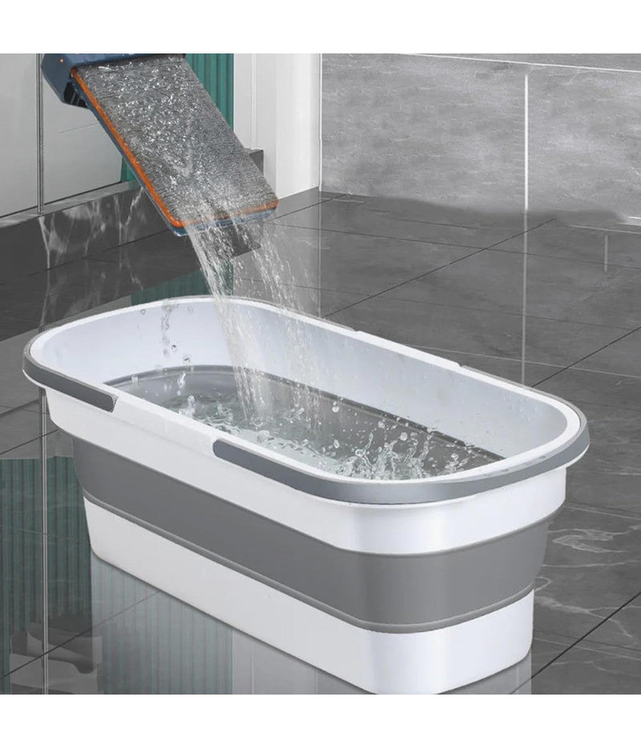 Secchio Bacinella Pieghevole Richiudibile Salvaspazio Cestino Rettangolare 46cm         