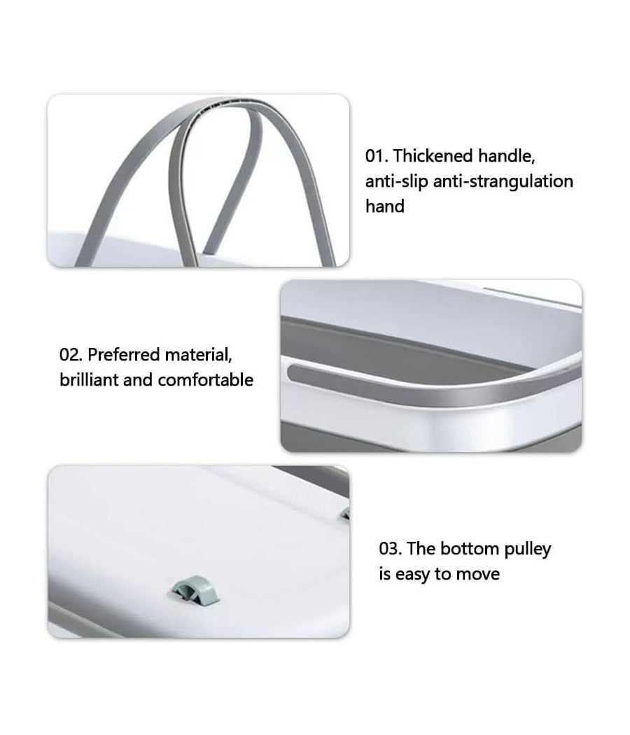 Secchio Bacinella Pieghevole Richiudibile Salvaspazio Cestino Rettangolare 46cm         