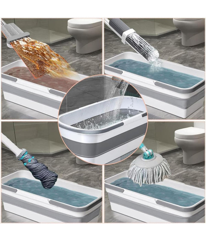 Secchio Bacinella Pieghevole Richiudibile Salvaspazio Cestino Rettangolare 46cm         