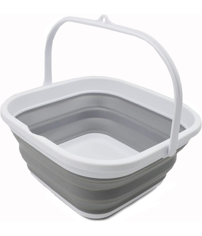 Secchio Pieghevole Quadrato Pratico Da 5,5 Lt Portatile Salvaspazio Con Maniglia         