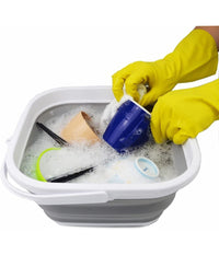 Secchio Pieghevole Quadrato Pratico Da 5,5 Lt Portatile Salvaspazio Con Maniglia         