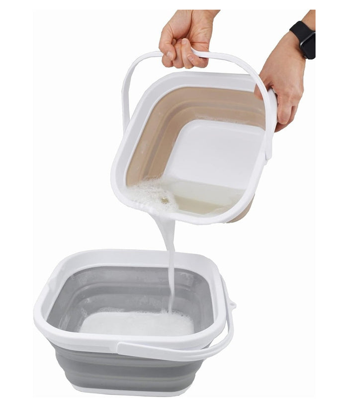 Secchio Pieghevole Quadrato Pratico Da 5,5 Lt Portatile Salvaspazio Con Maniglia         