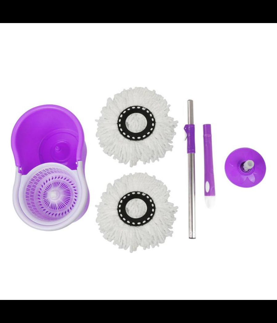 Secchio Rotante Mocio Roto Mop Cestello In Metallo Microfibra Lava Pavimenti         