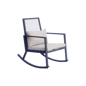 Sedia a dondolo MOIA con schienale in corda antracite